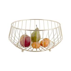 Present Time Iron Gold Plated Linea Fruit Basket