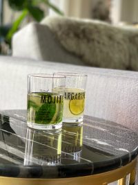 Sizland Dezign Glazen Cocktail - Glas - Transparant & Zwart geprint