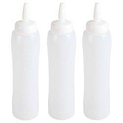 Doseerfles/sausfles - 3x - transparant - 100 cl/1 liter - Knijpfles/spuitfles
