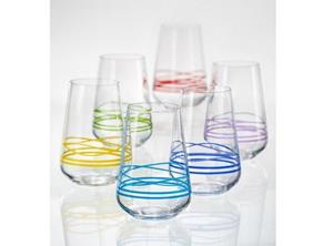 Crystalex Longdrinkglas »Wave handbemalt«, Kristallglas, mehrfarbig, handbemalt, 380 ml, 6er Set