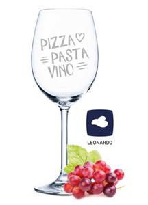 GRAVURZEILE Rotweinglas »Leonardo Weinglas mit Gravur - Pizza, Pasta, Vino - Geschenk für Hobby-Sommelier & Weinliebhaber - Weingläser - Geburtstagsgeschenk für Frauen & Männ