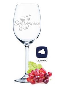 GRAVURZEILE Rotweinglas »Leonardo Weinglas mit Gravur - Sip happens - Geschenk für Hobby-Sommelier & Weinliebhaber - Weingläser - Geburtstagsgeschenk für Frauen & Männer&laqu