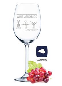 GRAVURZEILE Rotweinglas »Leonardo Weinglas mit Gravur - Wine Aerobics - Geschenk für Hobby-Sommelier & Weinliebhaber - Weingläser - Geburtstagsgeschenk für Frauen & Männer&la