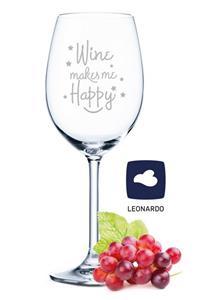 GRAVURZEILE Rotweinglas »Leonardo Weinglas mit Gravur - Wine makes me Happy - Lustige Geschenke - Geburtstagsgeschenk für Männer & Frauen sowie Mama & Papa - Geeignet als Rotweingl&aum