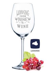 GRAVURZEILE Rotweinglas »Leonardo Weinglas mit Gravur - Working from Nine to Wine - Geschenk für Hobby-Sommelier & Weinliebhaber - Weingläser - Geburtstagsgeschenk für Frauen & M&