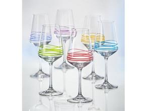 Crystalex Weinglas »Wave handbemalt«, Kristallglas, handbemalt, mehrfarbig, 350 ml, 6er Set