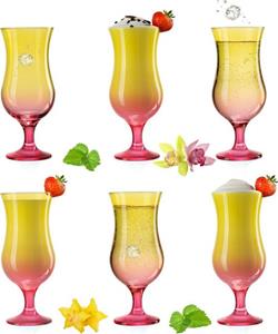 PLATINUX Cocktailglas »Cocktailgläser«, Glas, Gelb-Rosa Set 6 Stück Bunt 400ml (max. 470ml) Longdrinkgläser Partygläser Milkshake Groß
