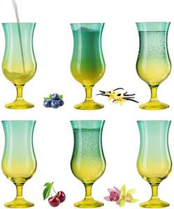 PLATINUX Cocktailglas »Cocktailgläser«, Glas, Grün-Gelb Set 6 Stück Bunt 400ml (max. 470ml) Longdrinkgläser Partygläser Milkshake Groß