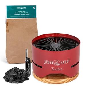 Feuerhand Holzkohlegrill » Tamber Tischgrill + 1 kg spezial Holzkohle fast rauchfrei Farbe Rot«