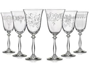 Crystalex Rotweinglas »Royal mit unterschiedlichen Ornamenten 350 ml«, Glas, 6 Gläser mit verschiedenen Ornamenten, Pantografie