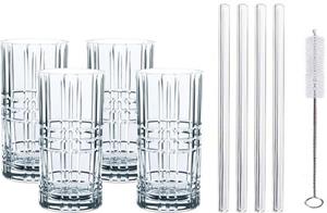 Nachtmann Longdrinkglas »Tastes Good«, Kristallglas, (4x Longdrinkgläser, 4x Glashalme, 1x Reinigungsbürste), 445 ml