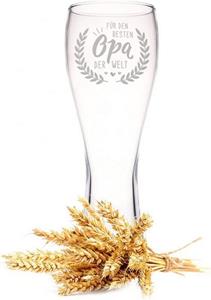 GRAVURZEILE Bierglas »Leonardo Weizenglas mit Gravur - Für den besten Opa der Welt - Geschenk für Opa ideal als Vatertagsgeschenk - 0,5l - Bierglas Weizenbierglas als Geburtstagsgesche