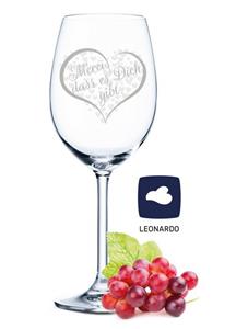 GRAVURZEILE Rotweinglas »Leonardo Weinglas - Merci, dass es Dich gibt - schönes Geschenk zum Geburtstag & für echte Weingenießer - Füllmenge: 460ml - Hochwertige Laser-Gravu