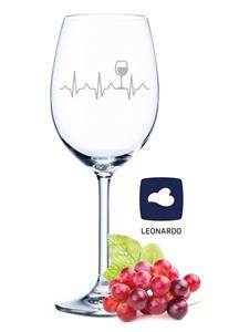 GRAVURZEILE Rotweinglas »Leonardo Weinglas mit Gravur Herzschlag Wein«, Glas