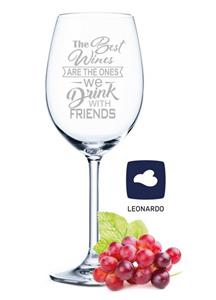 GRAVURZEILE Rotweinglas »Leonardo Weinglas mit Gravur The Best Wines are the ones we drink with friends«, Glas
