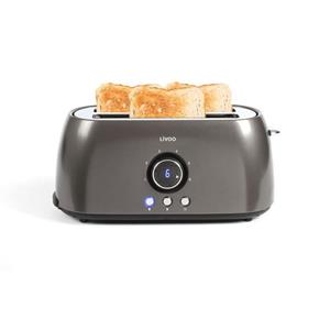 LIVOO Toaster  Toaster Digitalanzeige Countdown 2-Schlitz-Toaster 1400 Watt DOD178 grau