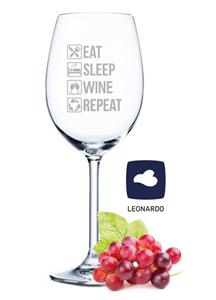 GRAVURZEILE Rotweinglas »Leonardo Weinglas mit Gravur - Eat Sleep Wine Repeat - Geschenk für Hobby-Sommelier & Weinliebhaber - Weingläser - Geburtstagsgeschenk für Frauen & Mä