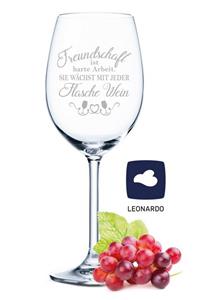 GRAVURZEILE Rotweinglas »Leonardo Weinglas mit Gravur - Freundschaft ist harte Arbeit - Lustige Geschenke - Geburtstagsgeschenk für Männer & Frauen sowie Mama & Papa - Geeignet als Rot