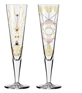 Ritzenhoff Champagnerglas »Dekomiro 2er Set Goldnacht Champus Art Deco«, Kristallglas