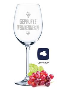 GRAVURZEILE Rotweinglas »Leonardo Weinglas mit Gravur - Geprüfte Weinkennerin - Geschenk für Hobby-Sommelier & Weinliebhaber - Weingläser - Geburtstagsgeschenk für Frauen & M
