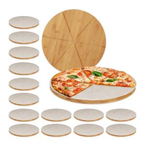 RELAXDAYS Pizzateller »16 x Pizzabrett Bambus mit Backpapier«