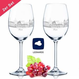 GRAVURZEILE Rotweinglas »Leonardo Weinglas mit Gravur - Rom Geschenk im 2er Set - Weingeschenk - Souvenir Andenken & Mitbringsel - Geburtstagsgeschenk für Sie & Ihn«, Glas