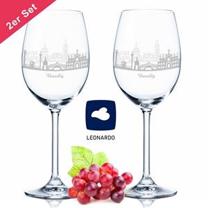 GRAVURZEILE Rotweinglas »Leonardo Weinglas mit Gravur - Venedig Geschenk im 2er Set - Weingeschenk - Souvenir Andenken & Mitbringsel - Geburtstagsgeschenk für Sie & Ihn«, Glas