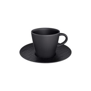 Villeroy & Boch Manufacture Rock Espressotasse mit Untertasse schwarz Kaffeebecher