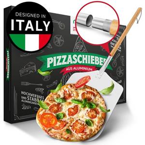 Pizza Divertimento Pizzaschieber » Pizzaschieber - Pizzaschaufel aus rostfreiem Aluminium [83 cm]- Praktisches & Robustes Gewinde - Pizzaheber mit abgerundeten Kanten«
