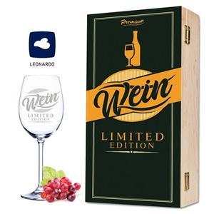 GRAVURZEILE Rotweinglas »Weinglas inkl. Holzkiste Limited Vino Edition Holzkiste«, Glas
