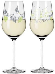 Ritzenhoff Weißweinglas »Herzkristallgläser Weißwein Lorenzo und Stockebrand 004+006 Dekomiro-Set mit Glasreinigungstuch«, Kristallglas