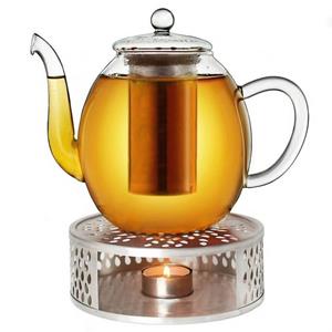 Creano Teekanne » Teekanne aus Glas 1,5l + ein Stövchen aus«, (Set, 1 Teekanne, 1 Stövchen, 1 Deckel)
