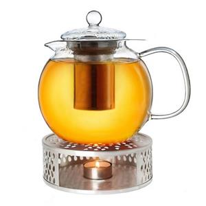 Creano Teekanne » Teekanne aus Glas 1,7l + ein Stövchen aus«, (Set, 1 Teekanne, 1 Stövchen, 1 Deckel)