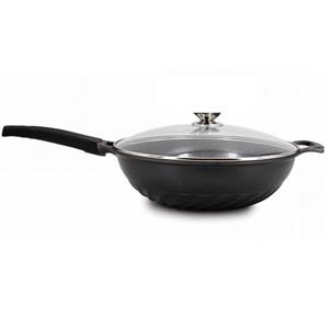 Cheffinger Wok »Wokpfanne mit Glasdeckel Wok 32 cm Asia Induktion«, Aluminiumguss, abnehmbarer Griff, Induktion