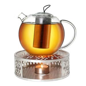 Creano Teekanne » Teekanne aus Glas 1,0l Jumbo + ein Stövchen«, 1 l, (Set, 1 Teekanne, 1 Stövchen, 1 Deckel), Mit Silikonschlaufe