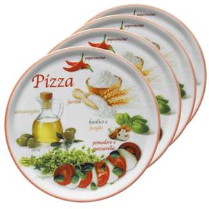 MamboCat Pizzateller »4er Set Pizzateller Napoli Pizzafoods rot 33cm - 04018#ZP2«