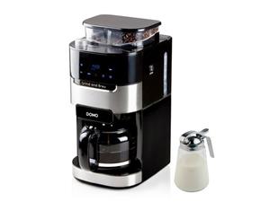 Domo Filterkaffeemaschine, mit Mahlwerk für Bohnen & Timer, Kaffee-Filtermaschine auch für Filter-Kaffee Pulver geeignet