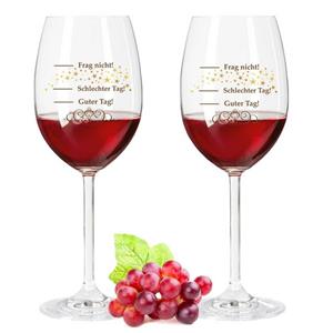 GRAVURZEILE Rotweinglas »Leonardo Weingläser mit UV-Druck - Schlechter Tag, Guter Tag, Frag nicht! - Lustiges Geschenk - Geschenk zum Geburtstag & für Weingenießer - Weinglas mit
