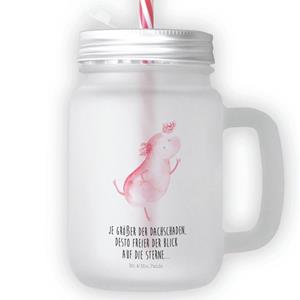 Mr. & Mrs. Panda Longdrinkglas »Axolotl tanzt - Transparent - Geschenk, Mason Jar, Glas, Trinkhalm, verrückt, Molch, Einmachglas, Dachschaden, Cocktailglas, Tanzen, Sommerglas«, Premi