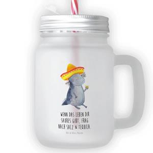 Mr. & Mrs. Panda Longdrinkglas »Axolotl Tequila - Transparent - Geschenk, Trinkglas, Mason Jar, Amphibie, Henkelglas, Sommerglas, Molch, Glas, Feuersalamander, Sombrero, Spruch«, Premium G