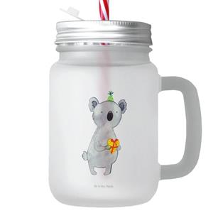 Mr. & Mrs. Panda Longdrinkglas »Koala Geschenk - Transparent - Trinkhalm, Geburtstag, Mason Jar, Cocktailglas, Strohhalm, Koalabär, Sommerglas, Einmachglas, Party«, Premium Glas