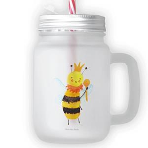 Mr. & Mrs. Panda Longdrinkglas »Biene König - Transparent - Geschenk, Henkelglas, Einmachglas, Hummel, Wespe, Strohhalm, Mason Jar, Glas«, Premium Glas