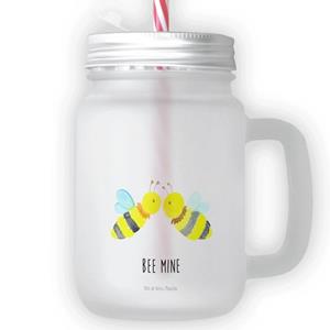 Mr. & Mrs. Panda Longdrinkglas »Biene Liebe - Transparent - Geschenk, Sommerglas, Henkelglas, Trinkglas, Cocktailglas, Wespe, Hummel, Strohhalm«, Premium Glas