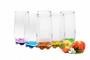 PLATINUX Glas »Trinkgläser«, Glas, 350ml Set 6 Teilig bunter Boden Wassergläser Saftgläser Longdrinkgläser Frühstücksglas