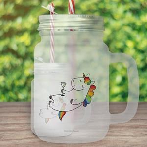 Mr. & Mrs. Panda Longdrinkglas »Einhorn Cocktail - Transparent - Geschenk, lustig, Trinkglas, Glas, Pegasus, Spaß, Strohhalm, Party, Sommerglas, Einhörner, Trinkhalm, Freundin«,