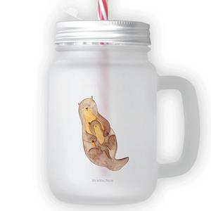 Mr. & Mrs. Panda Longdrinkglas »Otter mit Kind - Transparent - Geschenk, Trinkglas, Glas, Mama, mit Decke, Otter Seeotter See Otter, Einmachglas, Fischotter, Seeotter, Sommerglas«, Premium