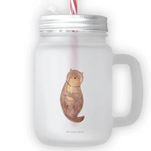 Mr. & Mrs. Panda Longdrinkglas »Otter mit Muschelmedaillon - Transparent - Geschenk, Seeotter, Motivation, Sommerglas, Otterliebe, Cocktailglas, Trinkhalm, Glas, Fischotter«, Premium Glas