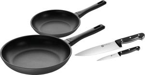 Zwilling Pfannen-Set »Shine/Twin Chef 2«, Aluminium (Set, 4-tlg), Induktion, Ø 20/24 cm, inkl. 2-teiligem Kochmesser-Set