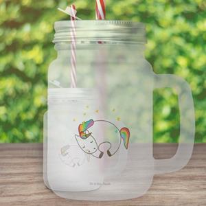 Mr. & Mrs. Panda Longdrinkglas »Einhorn Nacht - Transparent - Geschenk, Einmachglas, Sommerglas, unicorn, Einhörner, Einhorn Deko, Freundin, Henkelglas, Unicorn, Pegasus, Trinkglas«, 