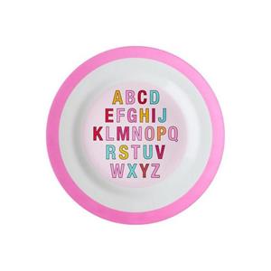 Rice Teller »Melamin Teller - Alphabet, pink«